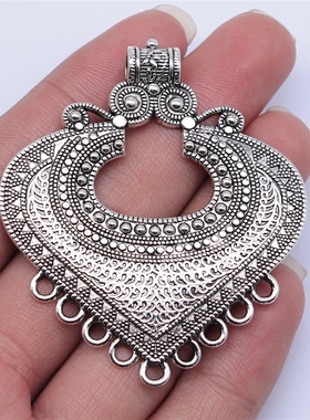 2个/包 61x53mm 古银色 DIY配件手工 心形项链连接件 ABD-C14194