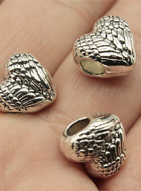 10个/包 11x11x7mm 多色 DIY饰品配件 双翅膀心形形大孔珠珠子