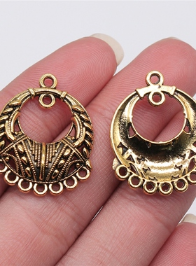 10个/包 27x21mm 多色锌合金 圆形多孔耳环连接件 ABD-C13040