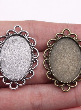 5个/包 内入18x25mm 多色锌合金材质 椭圆底托 F-C10021