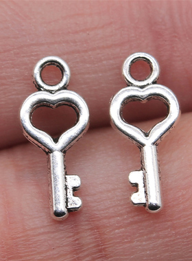 40个/包 7x15mm 古银色锌合金 DIY饰品配件 钥匙吊坠 ABD-C13454