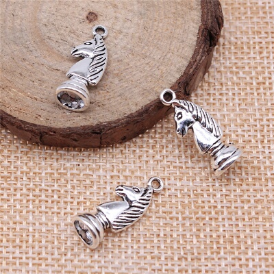 12个/包 20x8mm DIY饰品配件 国际象棋 马吊坠 B11677-A11391