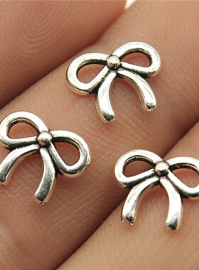 40个/包 11x9mm 古银色 DIY饰品配件 蝴蝶结吊坠 ABD-C10086