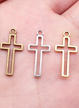 20个/包 11x24mm 多色DIY饰品配件 镂空十字架吊坠 ABD-C14489