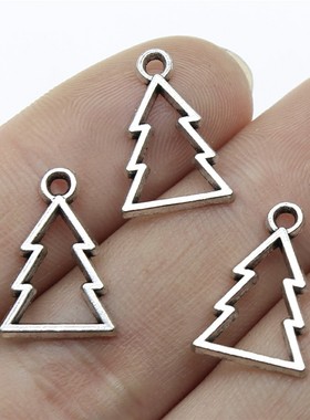 40个/包 17x12mm 多色复古DIY 镂空 圣诞树 松树吊坠 ABD-C13055