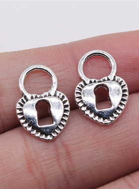 10个/包 12x17mm 多色 DIY饰品配件 爱心锁吊坠 ABD-C13726
