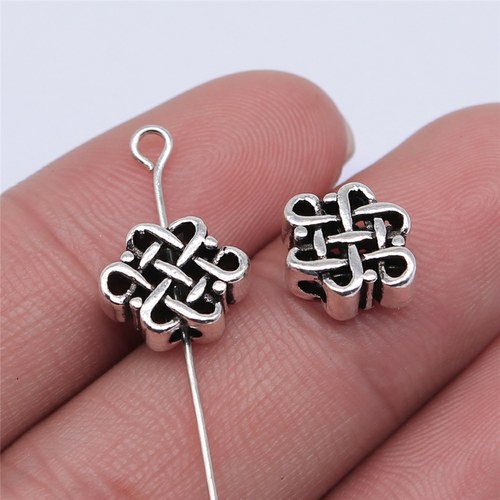 10个/包 10x5mm 古银色锌合金材质 中国结小孔珠 ABD-C14573