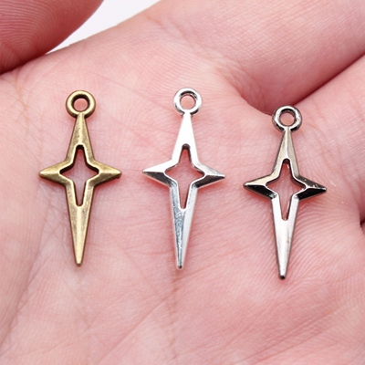40个/包 23x10mm 多色锌合金材质 镂空星星吊坠 ABD-C15582