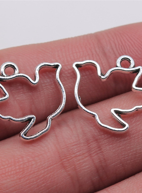 10个/包 17x19mm 古银色 DIY饰品配件 镂空鸽子吊坠 ABD-C13780