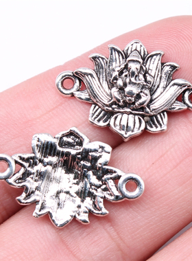 10个/包 26x17mm 古银色锌合金 大象莲花连接件吊坠 ABD-C14921