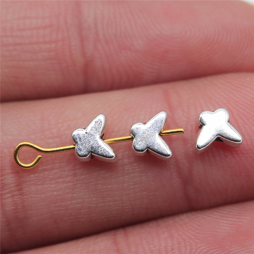 40个/包 5x6mm 古银色 DIY饰品配件 蝴蝶小孔珠珠子 ABD-C13485
