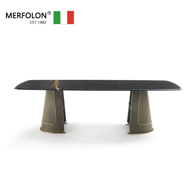 vf意大利后现代轻奢餐桌椅组合意式简约大理石实木餐台饭桌家用