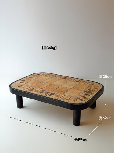 现货|法国60年代Roger Capron中古植物珐琅桌/椭圆形咖啡桌/茶几