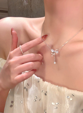 灵动蝶梦闪锆蝴蝶结项链女轻奢高级感颈链choker小众锁骨链配饰
