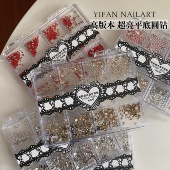 YIFANNAIL高版 迷你混彩美甲钻饰品T5 香槟圆钻 本 超亮平底银白