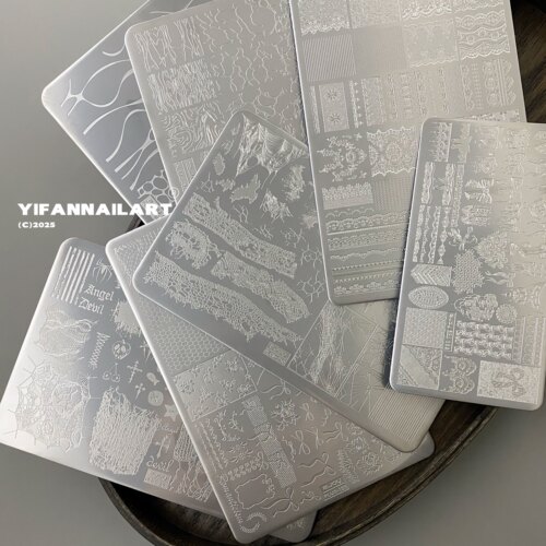 YIFANNAIL【蕾丝系列】复古蕾丝花纹美甲精细印花板模具钢板Q85