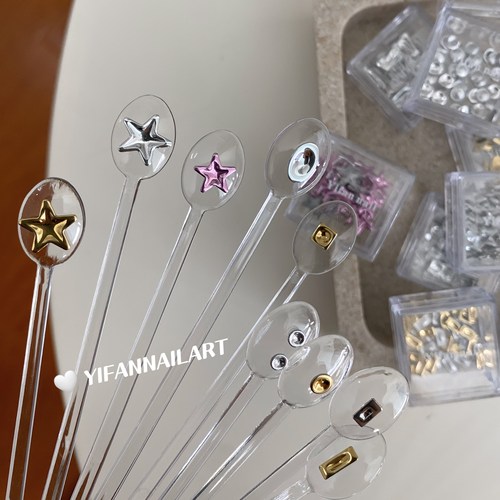 金银方块圈圈金属片百搭美甲饰品