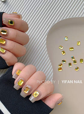 YIFANNAIL 极简小方糖.长八角葵黄钻 小安安同款彩虹色美甲钻 K31
