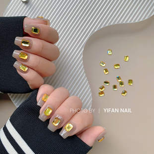 YIFANNAIL 极简小方糖.长八角葵黄钻 小安安同款彩虹色美甲钻 K31