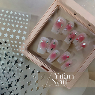 YIFANNAIL朋克金属星星烫金贴y2k千禧辣妹腮红四芒星美甲贴纸J105