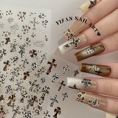 辣妹克罗心 YIFANNAIL 初秋豹纹 豹纹五角星十字架美甲贴纸J141