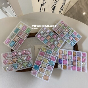 YIFANNAIL【爆裂冰花】富家千金~高品裂纹混彩尖底美甲钻Q33