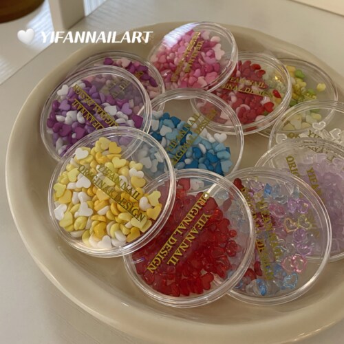 迷你冰透小爱心立体心形美甲饰品