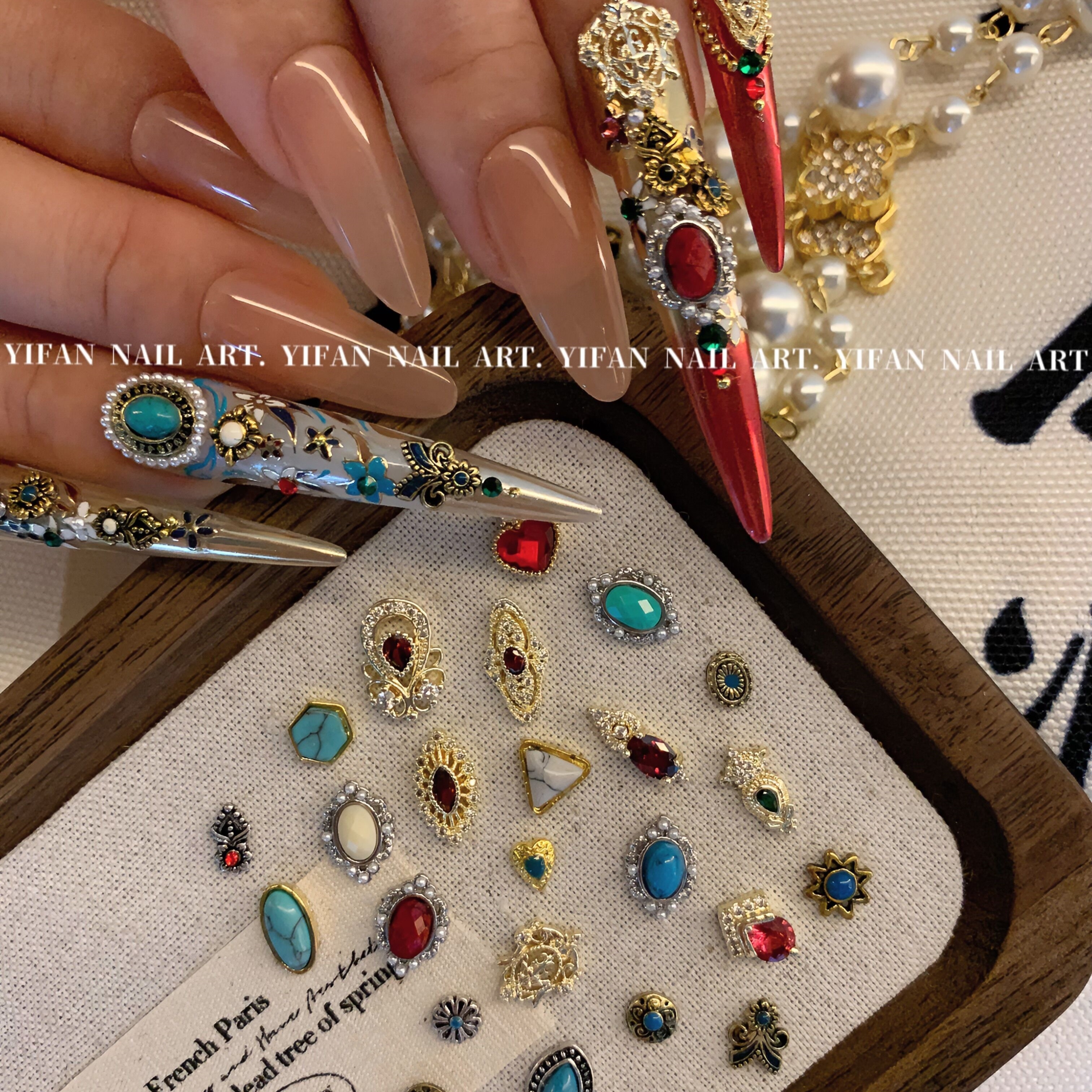 波西米亚指甲饰品熹妃奢华锆石