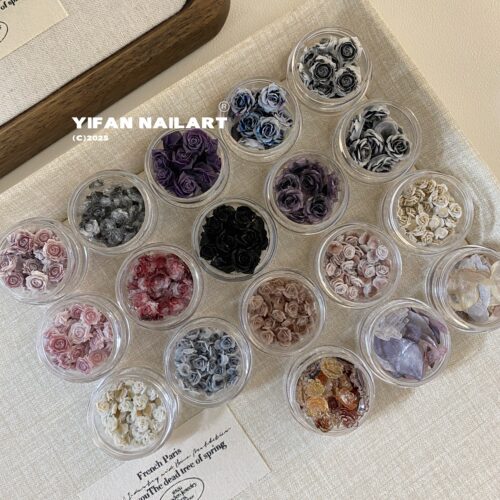 YIFANNAIL【月蔷玫瑰】复古荆棘玫瑰 彩色渐变山茶花美甲饰品Q43