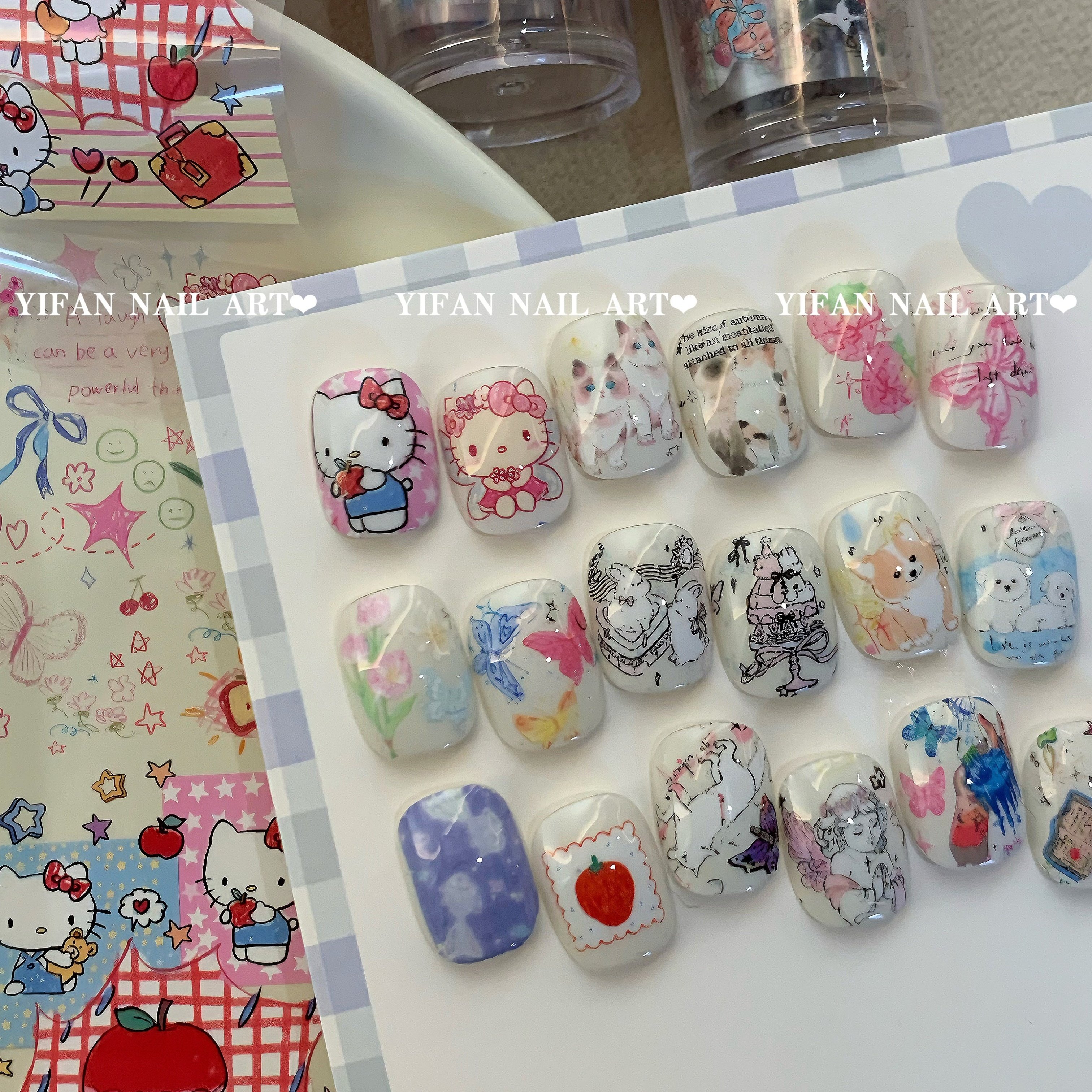 涂鸦Kitty猫咪乐园美甲转印纸