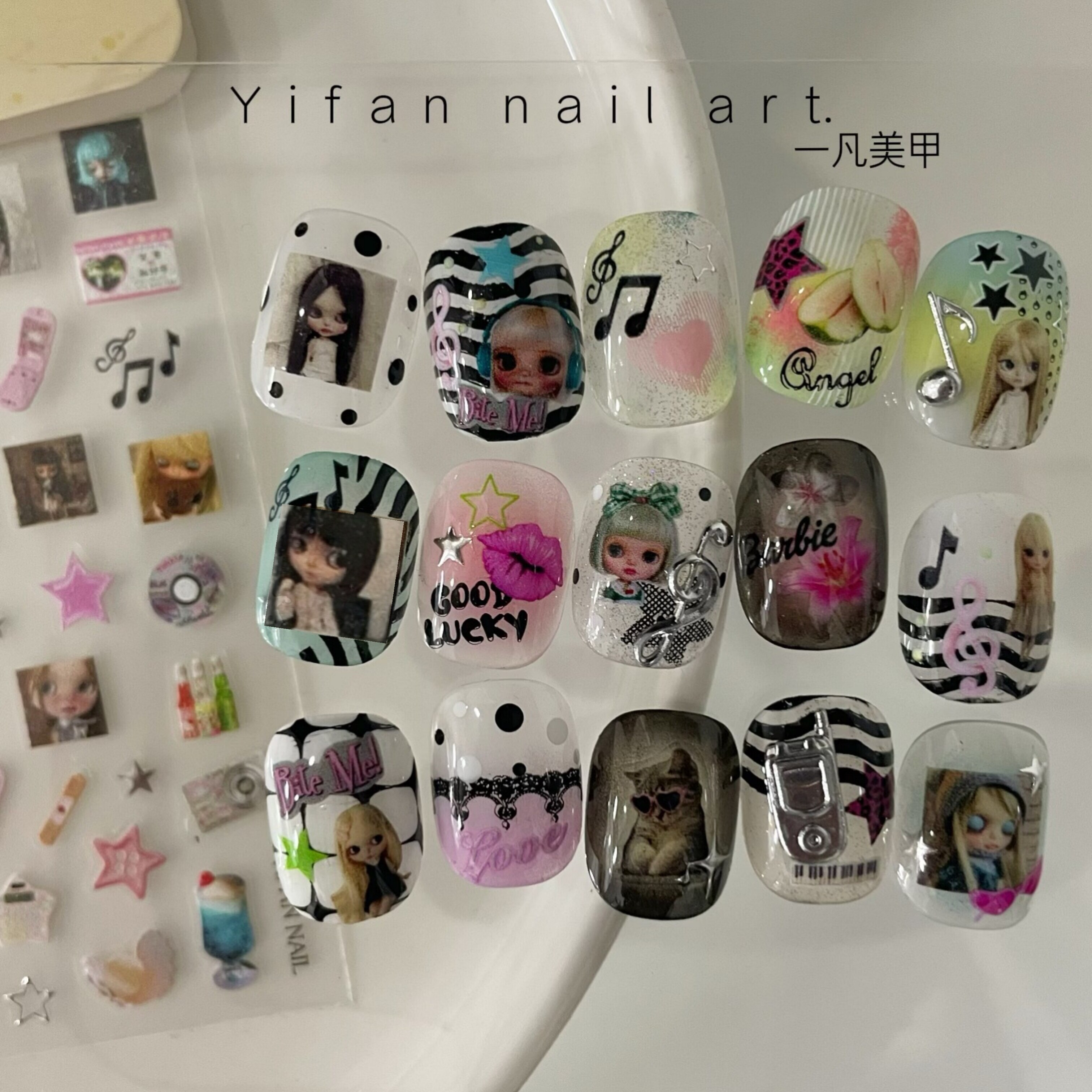 YIFANNAIL【古早味】千禧风~y2k超萌blythe 甜心娃娃美甲贴纸 J30