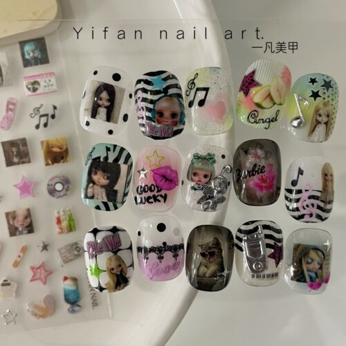 y2k超萌blythe甜心娃娃美甲贴纸