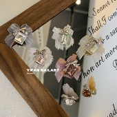 YIFANNAIL 唯美系 欧根纱蕾丝布艺蝴蝶结成品堆钻美甲饰品Q51