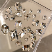 YIFANNAIL 银白异形尖底钻堆钻P43 超闪银底白钻 尖底银白 高货