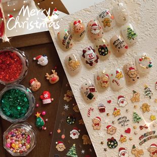 YIFANNAIL 薄韧圣诞小狗金属星星美甲贴纸J13P22A81 圣诞小狗