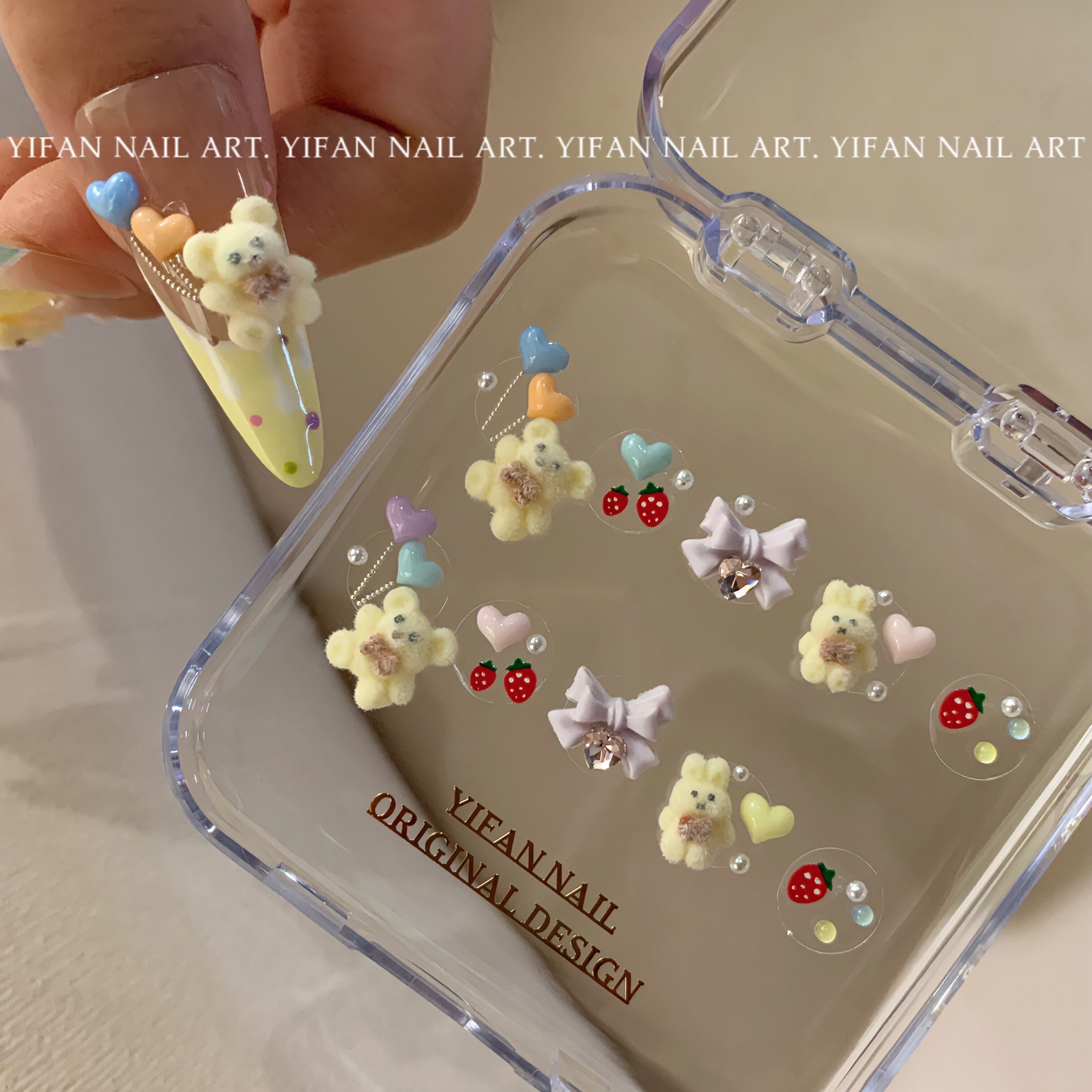 气球小熊美甲饰品材料包毛绒熊