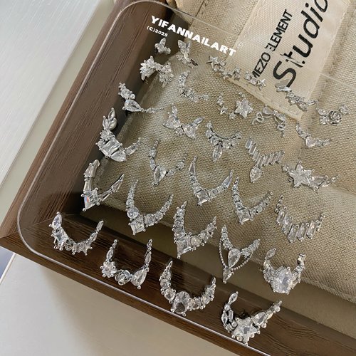 YIFANNAIL【中古风】古典法式～镶边圆弧形满钻锆石美甲饰品R53