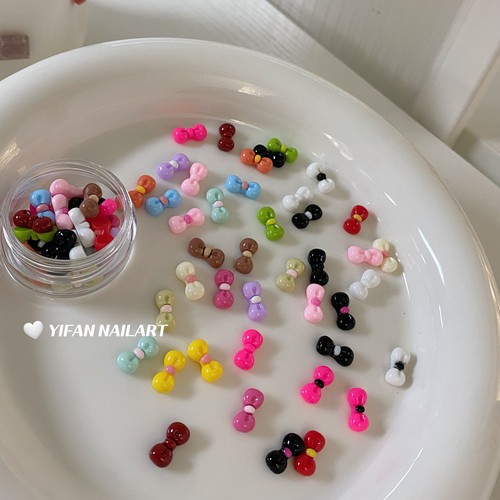 可爱猫咪马卡龙色蝴蝶结美甲饰品