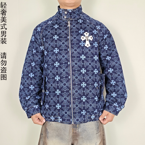 巴黎款十字架刺绣满印牛仔外套