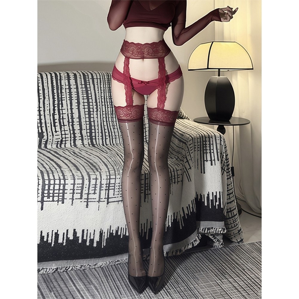 极光波点油亮黑丝袜女性感超薄一体式吊带袜夏季纯欲黑色长筒丝袜,女士内衣/男士内衣/家居服,长筒袜,淘宝优惠券,粉丝福利购,淘宝优惠卷