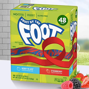 美国Fruit by the foot天然水果汁条VC水果汁卷软糖零食48卷礼盒