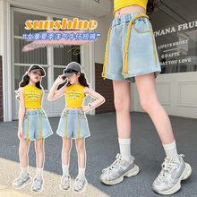 女童牛仔短裤夏季外穿2025新款8岁9小女孩10裤脚翻遍11裤子五分裤