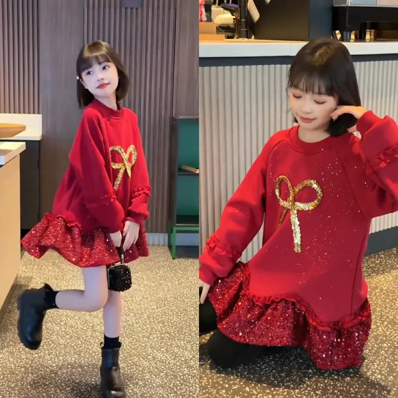 女童红色亮片连衣裙冬季2026新款加绒加厚长袖公主裙新年喜庆裙子,童装/婴儿装/亲子装,连衣裙,淘宝优惠券,粉丝福利购,淘宝优惠卷