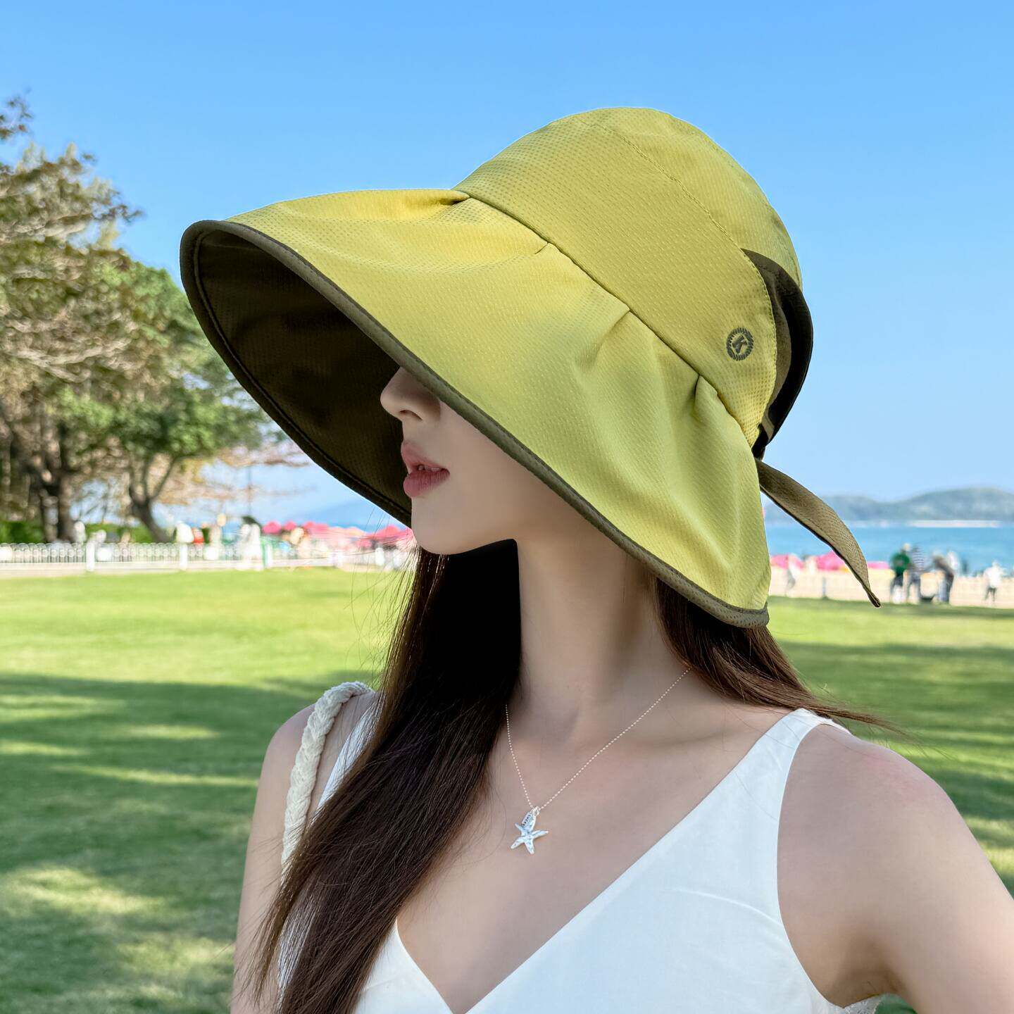 新款防紫外线可折叠遮脸太阳帽女