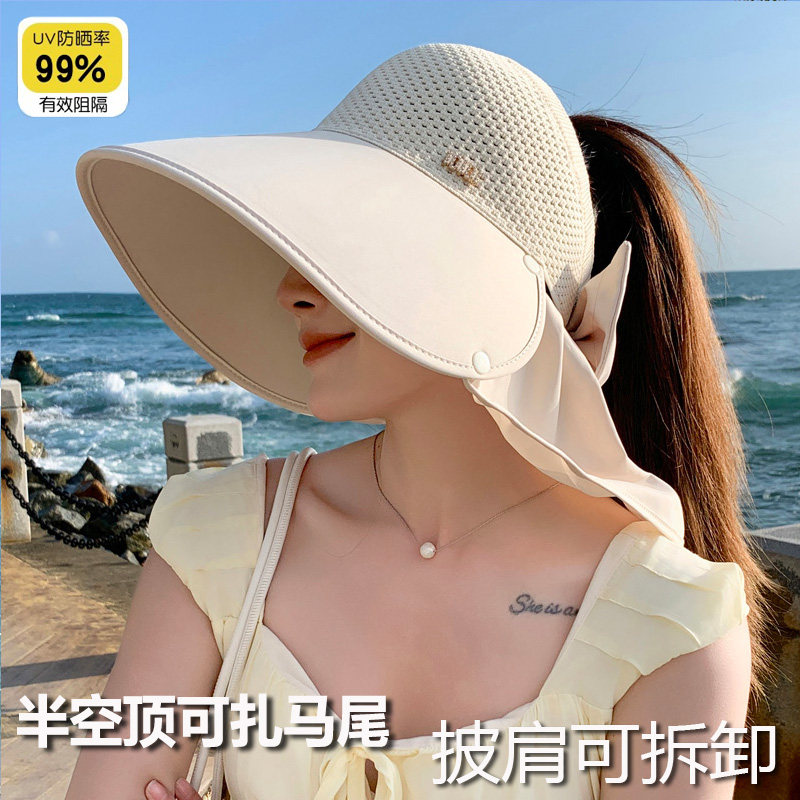 披肩遮阳帽夏遮脸大檐骑车太阳帽