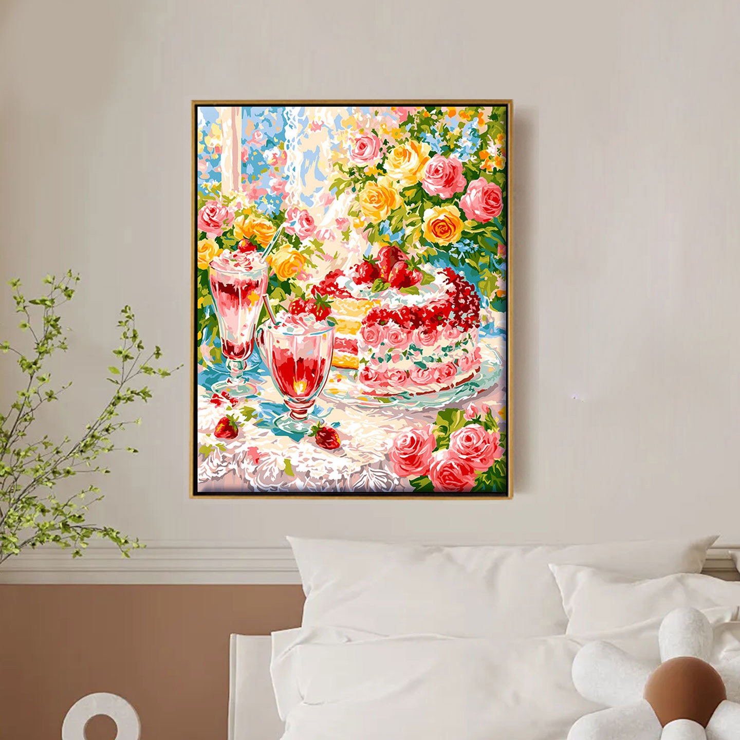 数字油画DIY填色画手工涂色画画填充油彩画花蛋糕装饰画 盛夏微甜