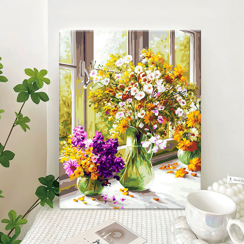 数字油画填色填充油彩画植物花卉