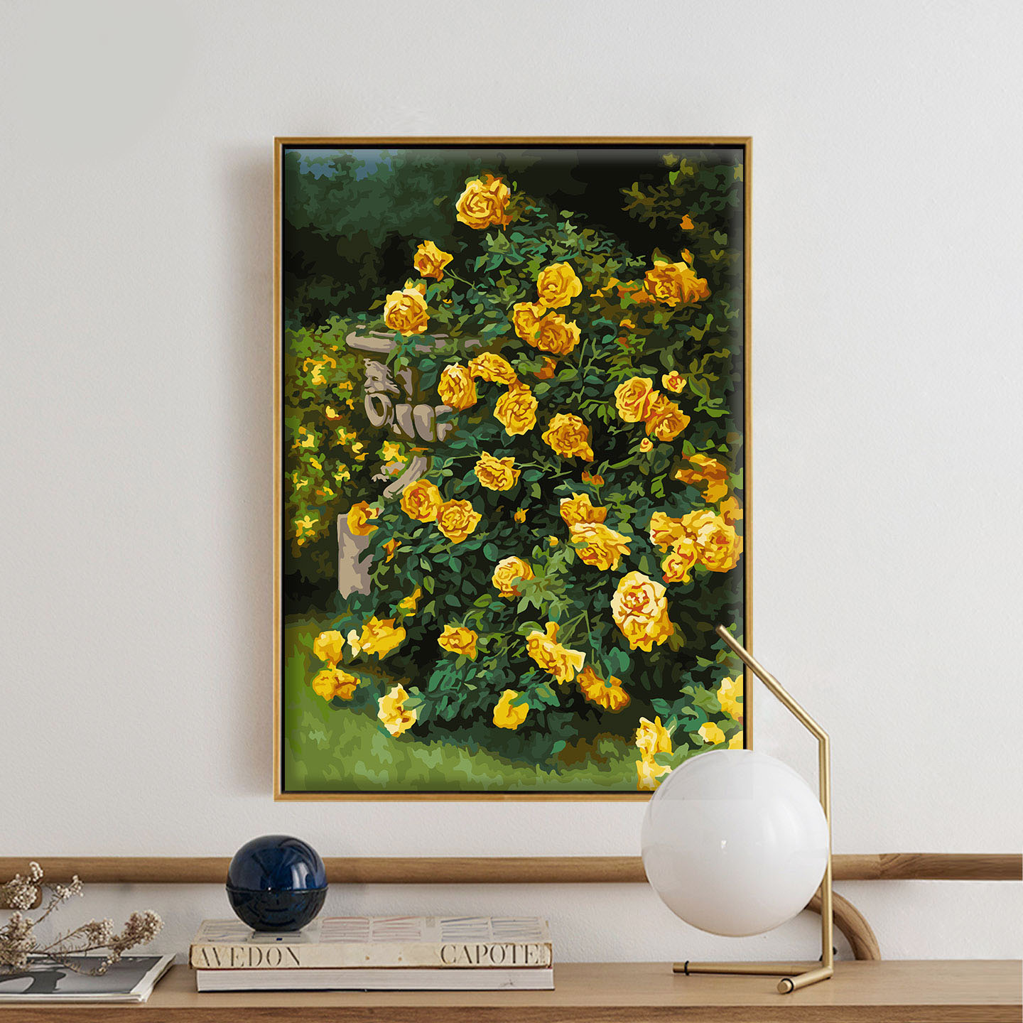 数字油画DIY填色画手工涂色画画填充油彩画餐厅玄关装饰画 玫瑰花