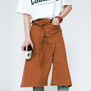 厨师围裙半身男防水主厨围裙厨房工作服围腰定制logo餐饮加长围裙