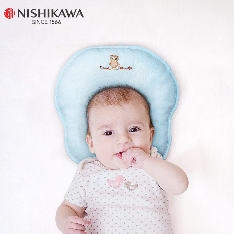 日本原装西川 奢华升级款甜甜圈婴儿定型枕 中号 4~12个月